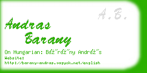 andras barany business card
